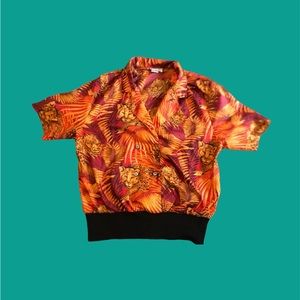 🐅 Vintage 80’s Jungle Cropped Button Up with Elastic Band 🐅